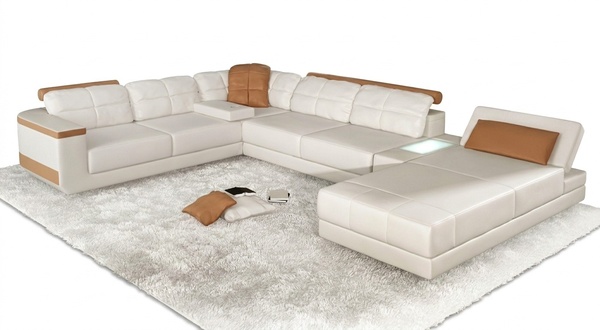 Corner Sofa U-Form Sofa Couch Textile Sofas Design Living Landscape Bed Function Leather