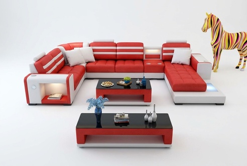 Corner sofa upholstery corner sofa U shape coffee table sideboard leather sofa living landscape