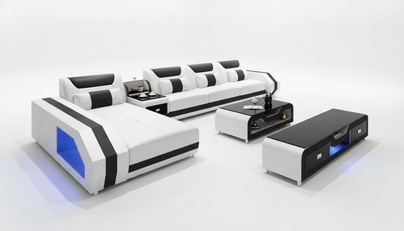 Corner sofa upholstery corner sofa L\'Form coffee table modern sofa living area 2 pieces. New