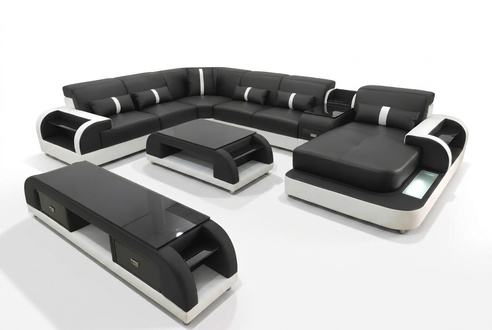 Corner sofa upholstery corner sofa U-shape coffee table sideboard leather sofa living area new