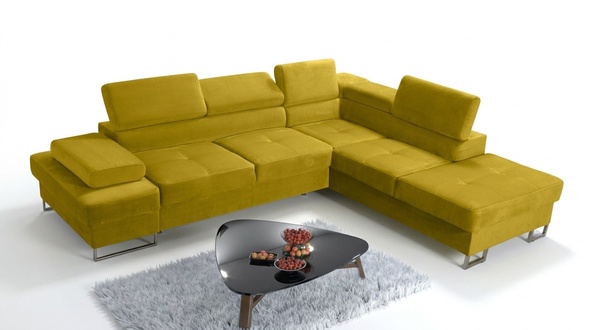Corner Sofa Upholstery Couch Textile Living Room L Shape Modern Yellow Design Sofas New