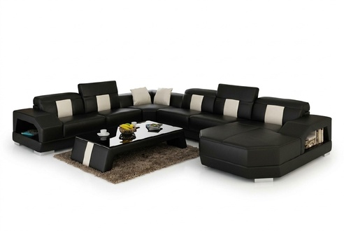 Corner sofa upholstered designer sofa modern U-shaped leather couch + USB corner set.