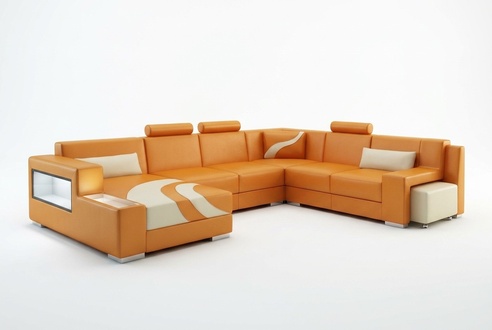Corner sofa upholstered designer sofa corner set couch modern U-shaped leather + USB