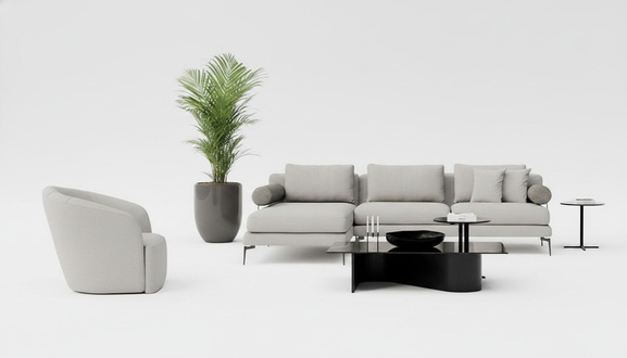 Corner sofa with armchair for the living room: Lines where comfort resides.