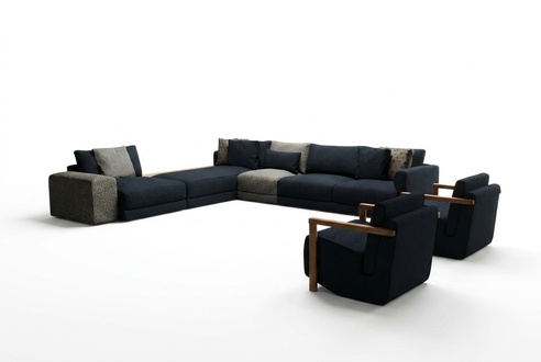 Corner sofa with armchair in stylish design – spectacular and comfortable at the same time.