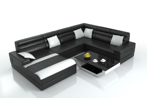 Corner sofa with USB living area XXL big couch upholstery set corner couches U-shape