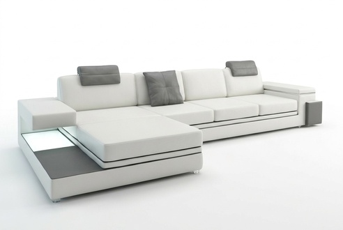 Corner sofa with USB Couch Sofa Living area seating corner set leather textile PHM88