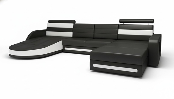 Corner sofa with USB, upholstered U-shape living area corner sofa new
