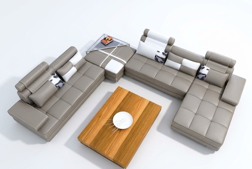 Corner sofa sofa with USB living area leather sofa XXL designer sofas Wolfhagen Gray