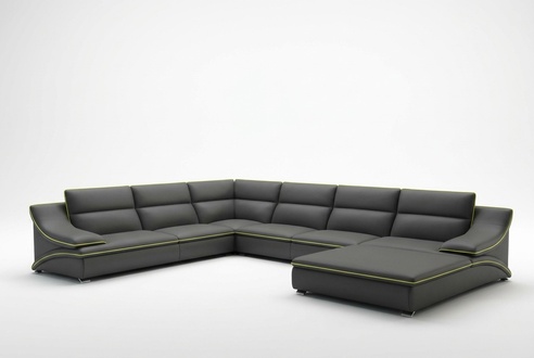 Leather Living Room Set Design Modern Corner Sofa Couch 2pcs. New U-Form USB