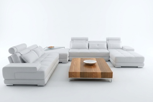 Corner Sofa Sofa with USB Living Landscape Leather Sofa XXL Designer Sofas Wolfhagen White