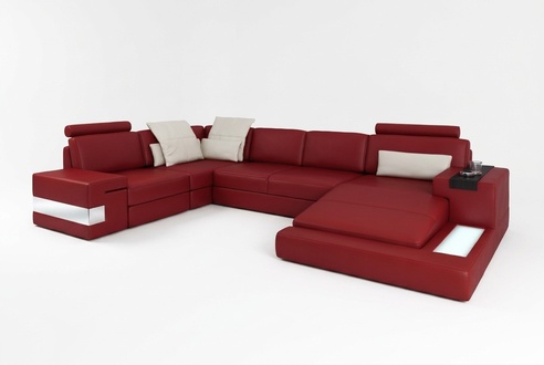 Corner sofa with USB sofa couch upholstery U shape living landscape leather sofa designer corner
