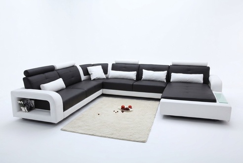 Corner sofa with USB, upholstered sofa, living area seating, corner set, leather textile H2209