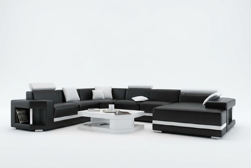 Corner sofa with USB, upholstered living area couch, living area in U-shape, seating corner.