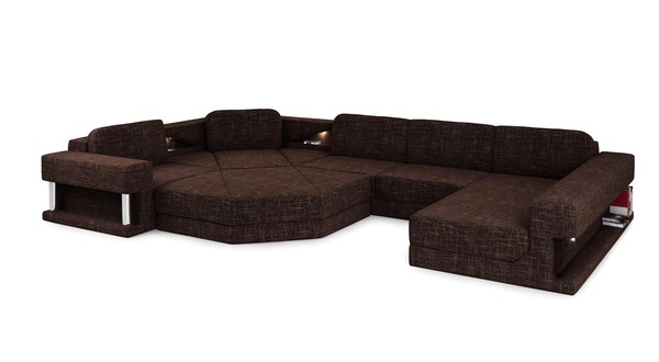 Corner sofa with USB cushion, textile design, sofa set, living landscape, parliament.