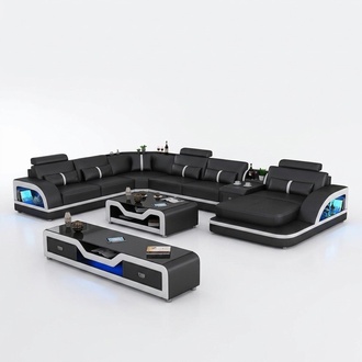 Corner set leather sofa design corner sofa luxury living area led sofa couch upholstery