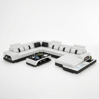 Corner set leather sofa design luxury living area led sofa couch upholstery corner sofa