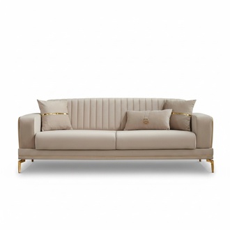 Couch 3-seater luxury three-seater sofa fabric sofa upholstered sofa beige couches