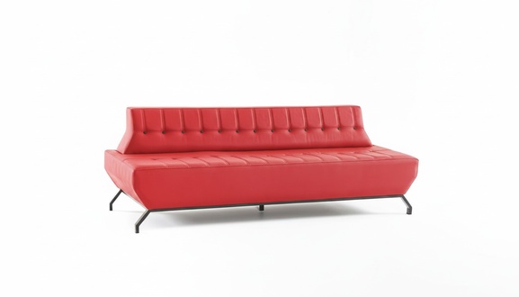 Couch Art Deco Design Red 3-Seater Sofa Seating Furniture Chesterfield Buttons