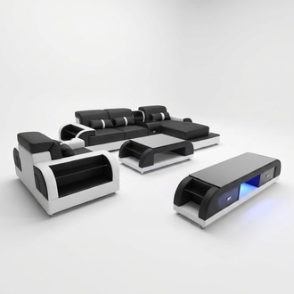Couch corner sofa leather living area set design modern sofa L-shape coffee table