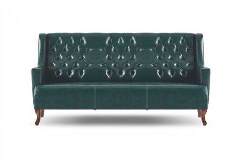 Green Classic Chesterfield 3-Seater Sofa Leather Sofa Wooden Seating Furniture