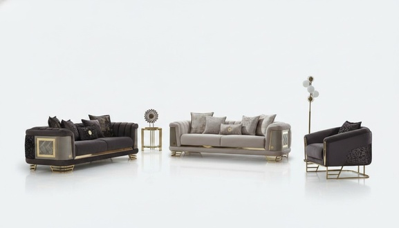 Sofa set three-seater chair violet couch fabric 3-piece upholstered sofa