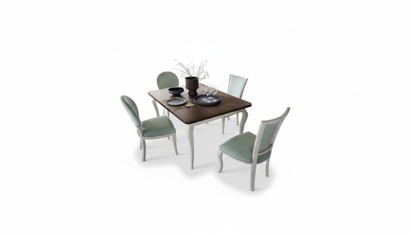 Modern style made of real wooden dining room set of 4x-chairs & extendable dining table