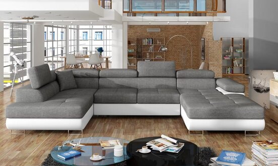 Sofa bed design corner sofa U-shape bed function couch textile sofas fabric sleep On Stock