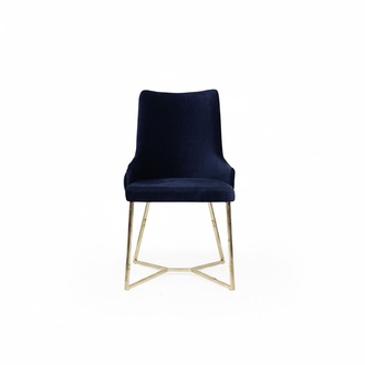 Dark Blue Chesterfield Chair Luxurious Single Seater Noble Dining Room Chairs
