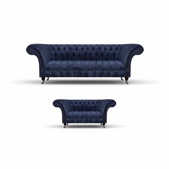 Dark blue Chesterfield textile upholstery designer sofas cushions couches