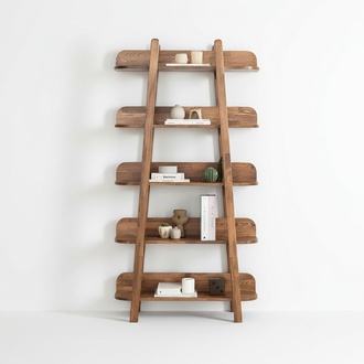 Dark Brown Bookshelf Living Room Designer Wood Furniture Storage Shelves