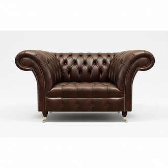 Dark brown Chesterfield single seat living room upholstered armchair luxury furniture