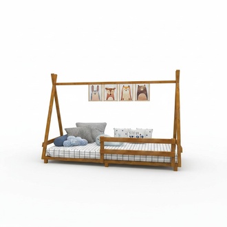Dark brown children\'s room furniture designer bed frames luxury wooden beds