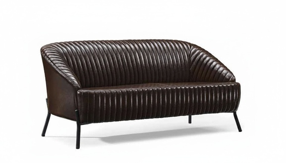 Dark brown leather sofa luxurious living room upholstered couch 2-seater new