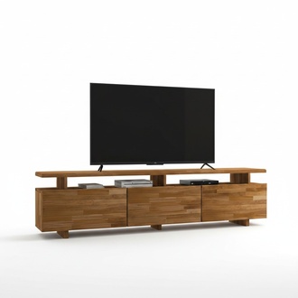 Dark brown TV stand living room sideboard robust lowboard furniture