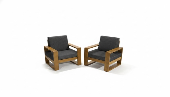 Dark gray armchair set luxurious garden furniture upholstered seating furniture 2 pieces