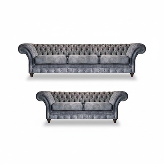 Dark gray Chesterfield sofa set Exclusive three-seater two-seater