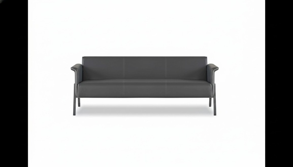 Dark gray designer 3-seater office seating elegant leather furniture