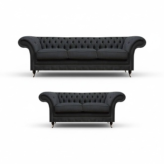 Dark gray living room upholstery set designer three-seater two-seater sofa