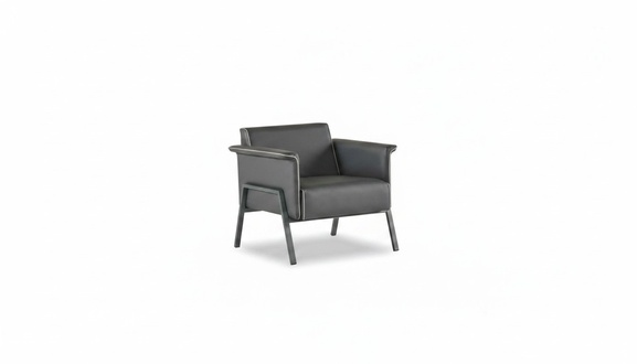 Dark gray single-seater armchair office furniture leather lounge chair