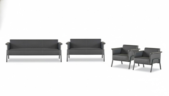 Dark gray office chair textile seating bench three-seater two-seater