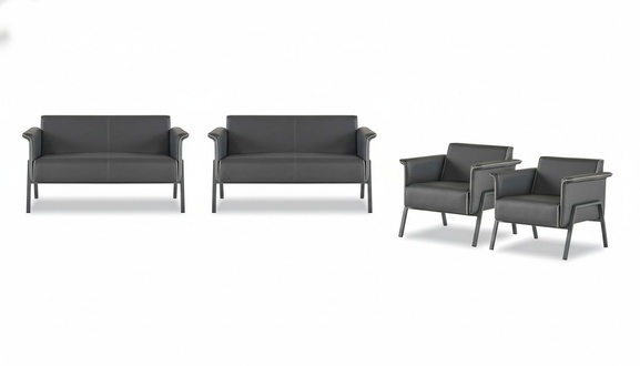 Dark gray home office set 2x fabric armchairs 2x two-seater furniture