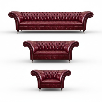Dark red Chesterfield leather set designer leather sofas sitting couches