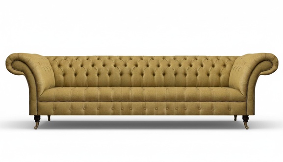 Dark yellow Chesterfield sofa designer four-seater elegant upholstered sofas