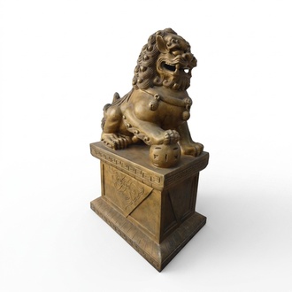 Decorative thai lion guardian statue figure on pedestal 70cm height B75