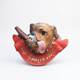 Decorative no smoking sign designed as a dog with cigar 30cm WG2020 (A25)