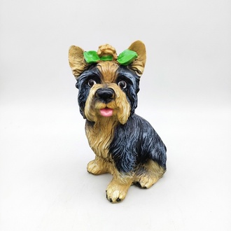 Decorative garden sculpture designed as a natural colored yorkshire terrier 36cm (A324)