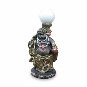 Decorative lamp of smiling chinese Budai figure sculpture 54 cm height (B22)