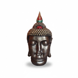 Decorative sculpture designed as Buddha head figure 55 cm height (B63)