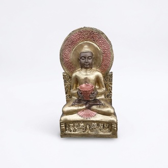 Decorative sculpture designed of Buddha with a figure statue 54 cm height (B71)